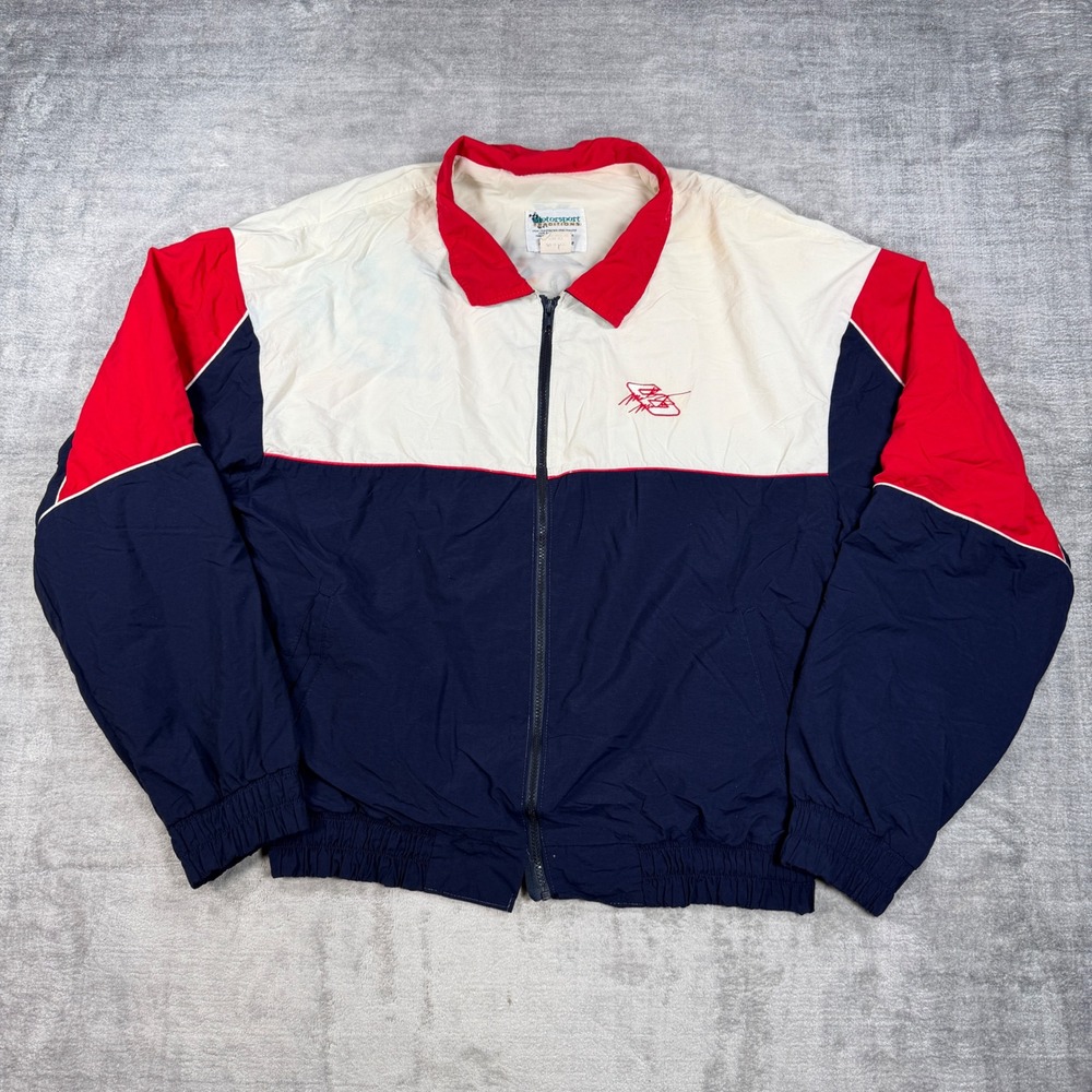 Vintage Mark Martin Jacket Mens XL Blue Valvoline Racing Colorblock Windbreaker